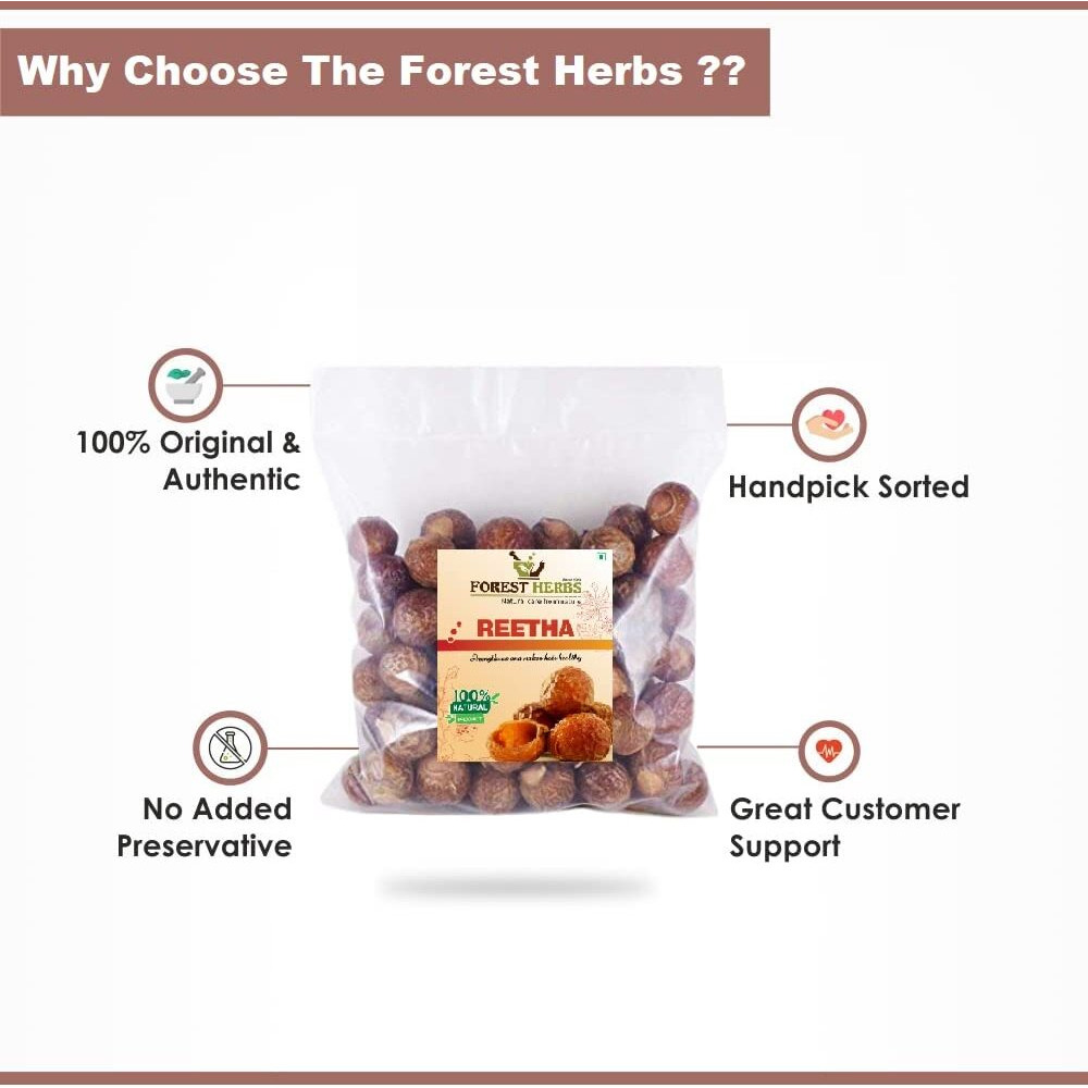 The Forest Herbs Natural Care From Nature Whole Dried Reetha, Soap Nuts, Aritha Raw Form,For All Hair Type 500G, 1 Count