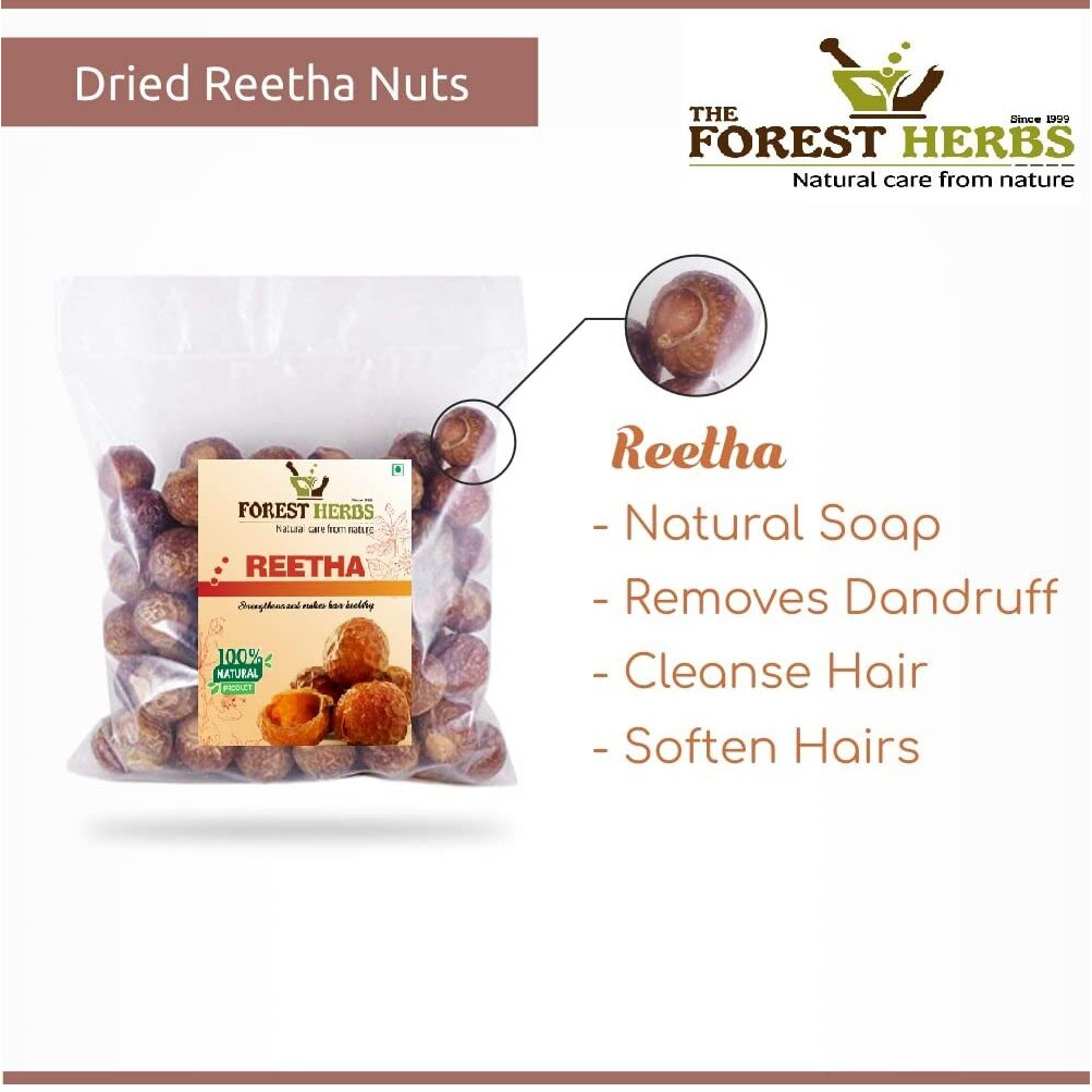 The Forest Herbs Natural Care From Nature Whole Dried Reetha, Soap Nuts, Aritha Raw Form,For All Hair Type 500G, 1 Count