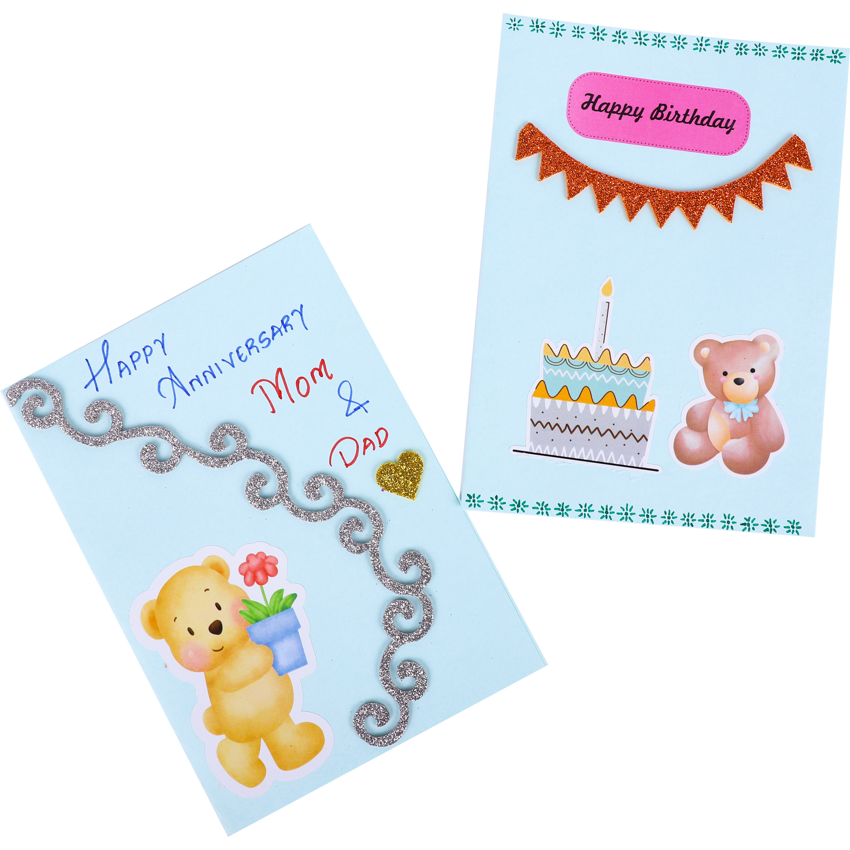 DIY Greeting Card Making kit | Make 10 Large Greeting Card | Includes Envelopes, Stickers for Indian Festival