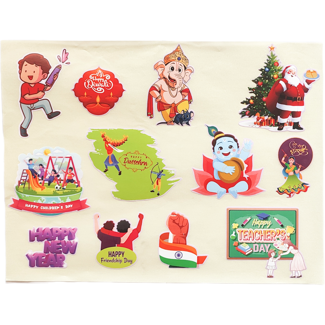 DIY Greeting Card Making kit | Make 10 Large Greeting Card | Includes Envelopes, Stickers for Indian Festival