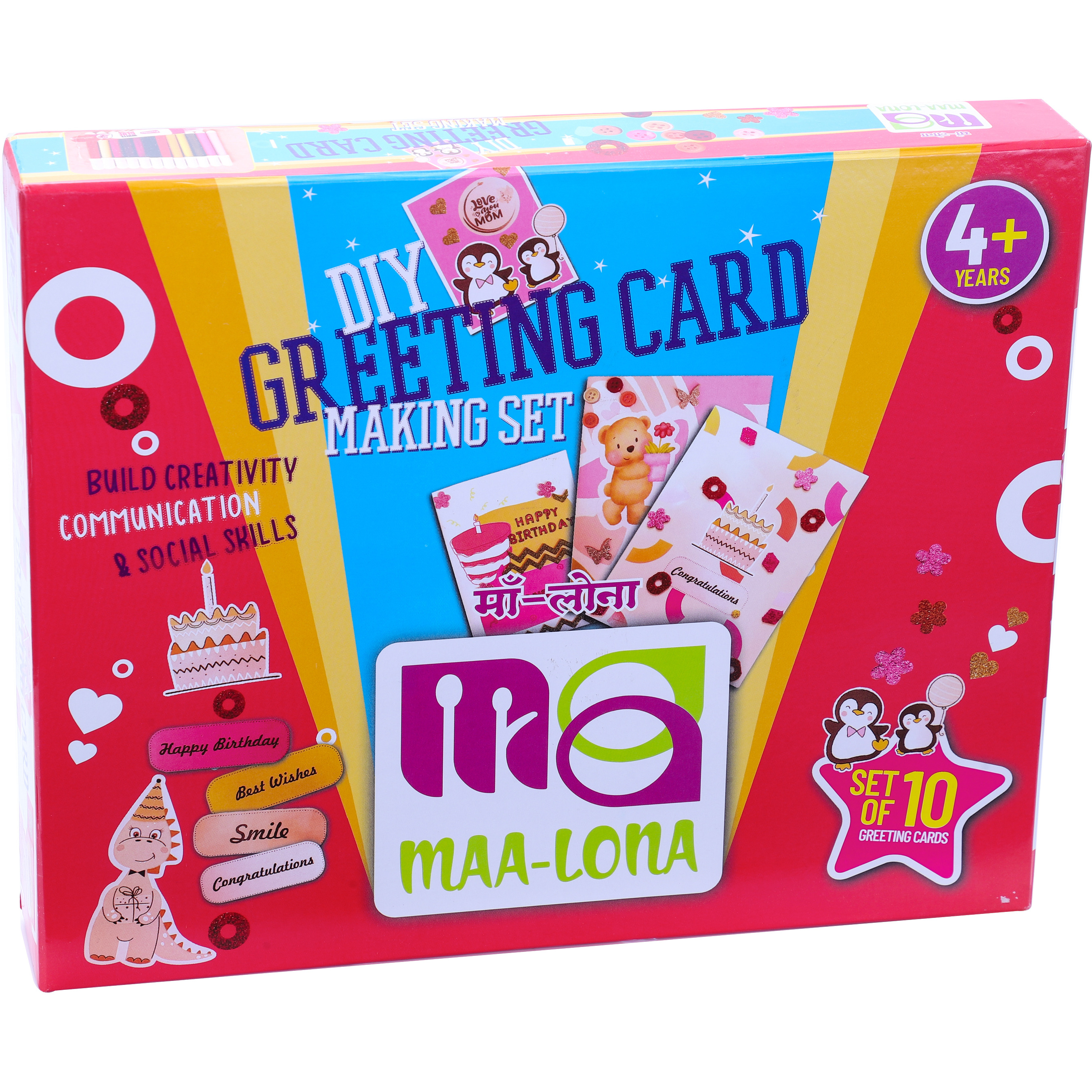 DIY Greeting Card Making kit | Make 10 Large Greeting Card | Includes Envelopes, Stickers for Indian Festival