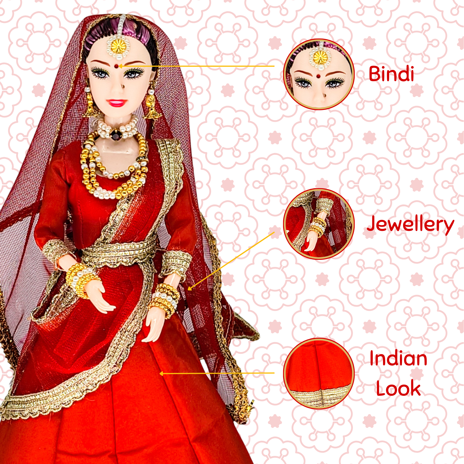 Indian Wdding Doll Neha in Red Lehenga
