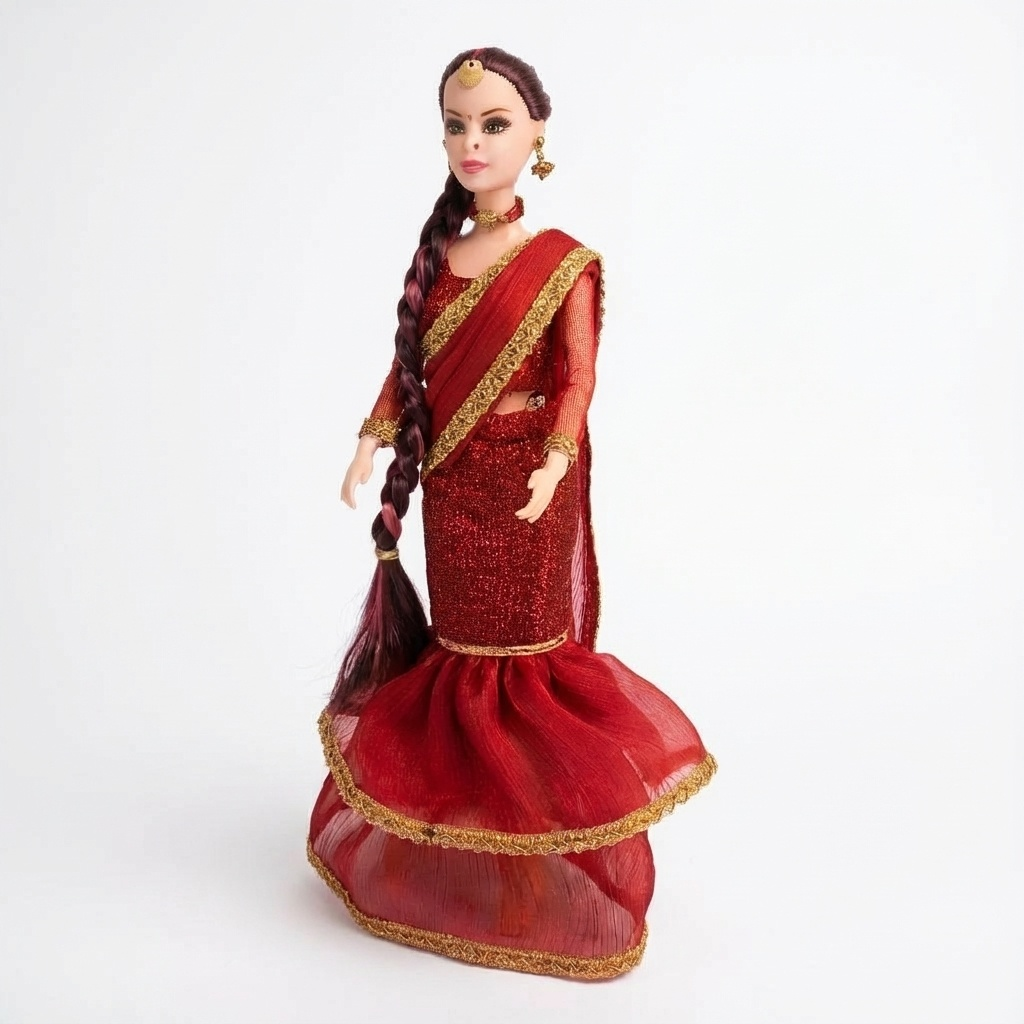 Indian Doll Navya in Stylish Red saree