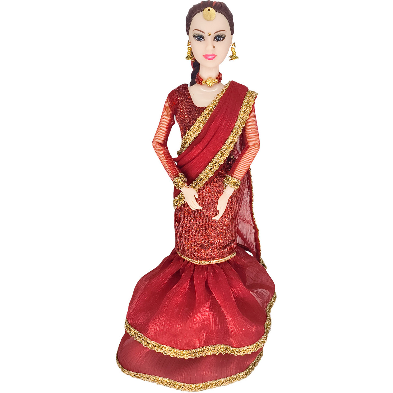 Indian Doll Navya in Stylish Red saree