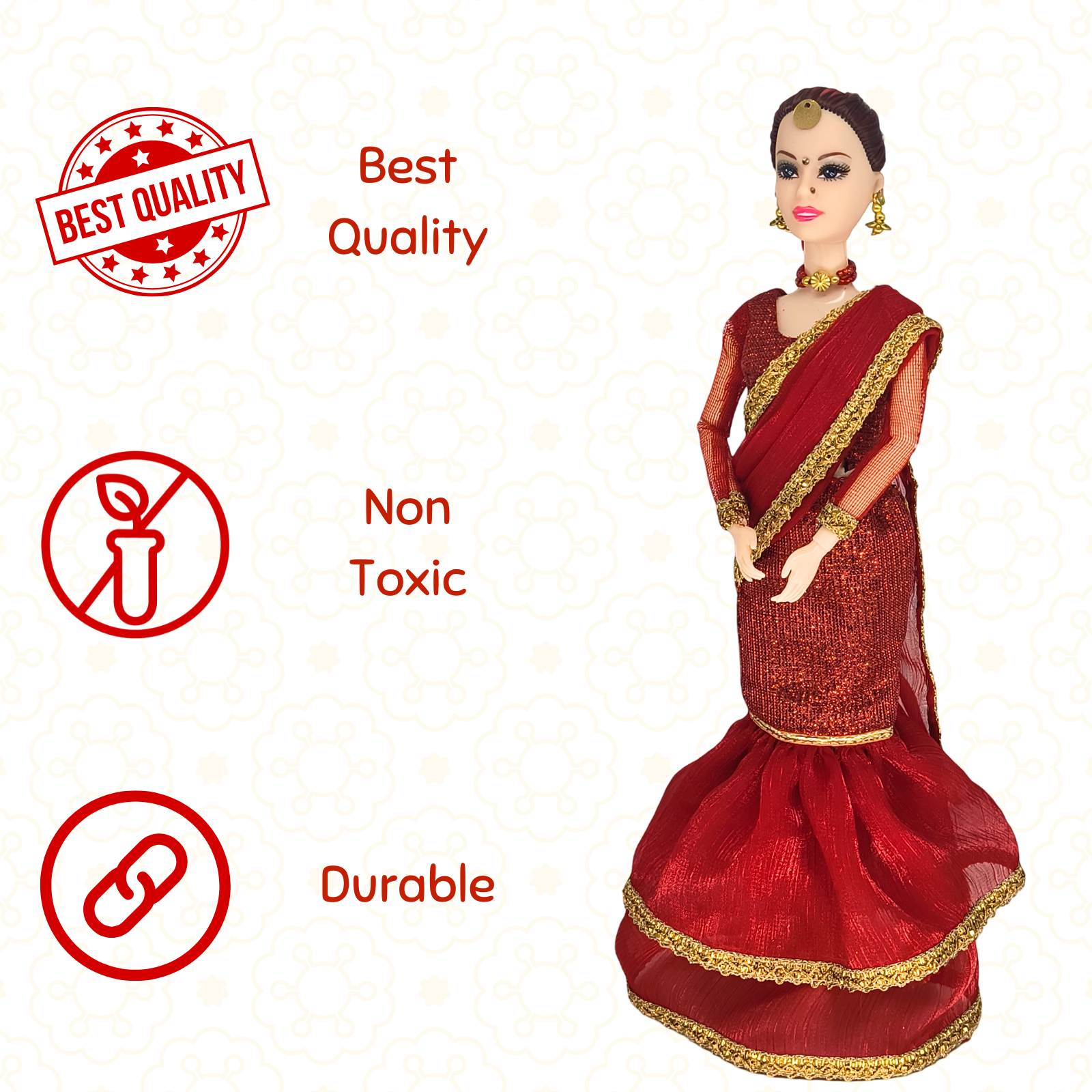 Indian Doll Navya in Stylish Red saree