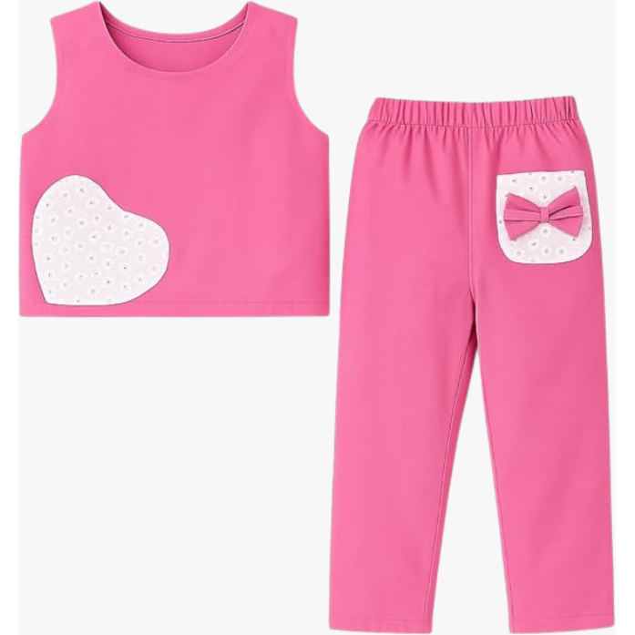 Veraa Cotton woven sleeveless Co-ord set-Pink