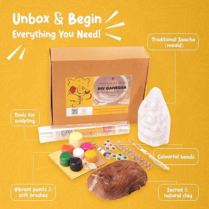 DIY Ganesha 1 Piece  Mould KIT  6& Idol