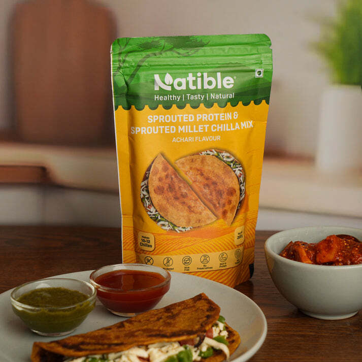 Sprouted Protein and Sprouted Millet Chilla Mix - Combo Pack of 2 (Achari Flavour)