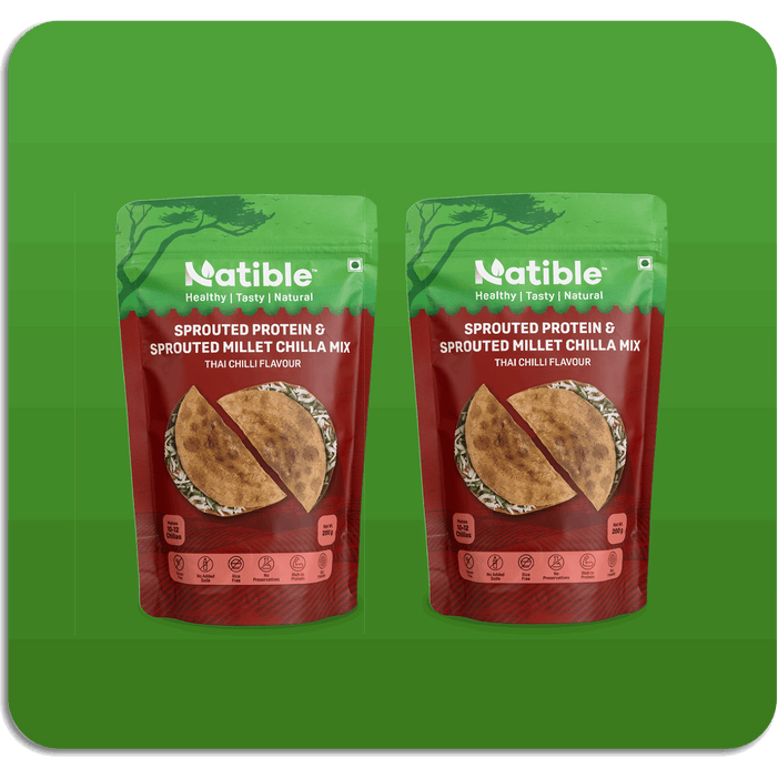 Sprouted Protein and Sprouted Millet Chilla Mix - Combo Pack of 2  (Thai Chilli flavor)