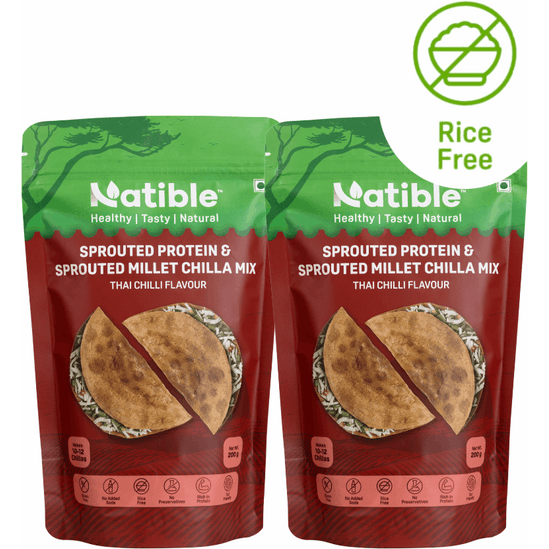 Sprouted Protein and Sprouted Millet Chilla Mix - Combo Pack of 2  (Thai Chilli flavor)
