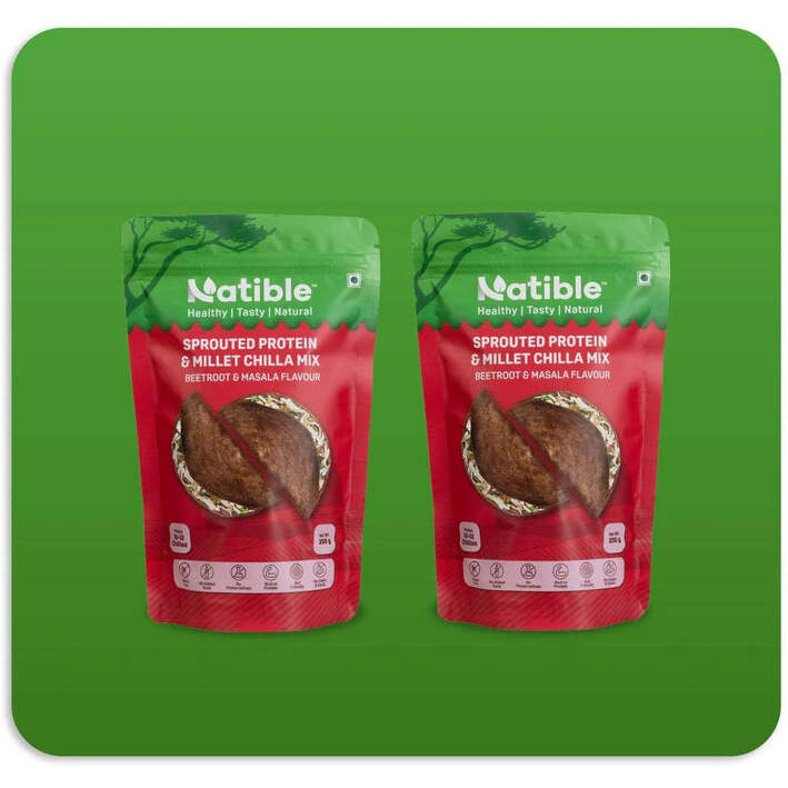 Sprouted Protein and Millet Chilla Mix Combo - Beetroot &amp Masala Flavor