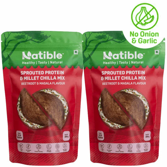 Sprouted Protein and Millet Chilla Mix Combo - Beetroot &amp Masala Flavor