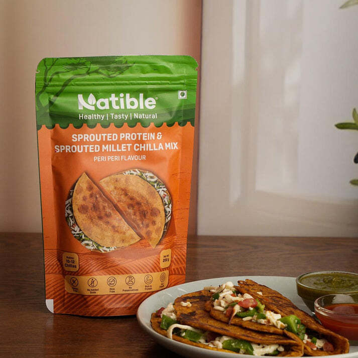 Sprouted Protein and Sprouted Millet Chilla Mix - Combo Pack of 2 (Peri Peri Flavor)