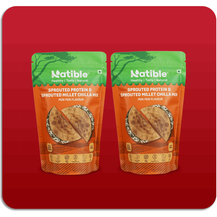 Sprouted Protein and Sprouted Millet Chilla Mix - Combo Pack of 2 (Peri Peri Flavor)
