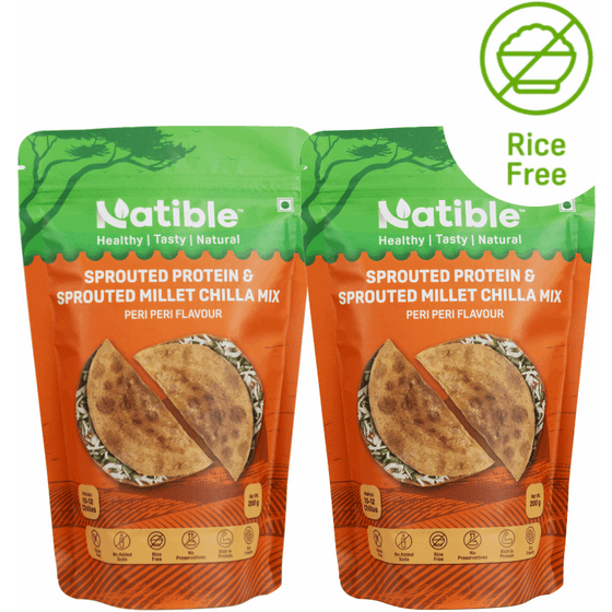 Sprouted Protein and Sprouted Millet Chilla Mix - Combo Pack of 2 (Peri Peri Flavor)