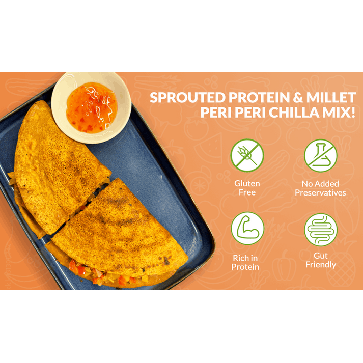 Sprouted Protein and Sprouted Millet Chilla Mix - Combo Pack of 2 (Peri Peri Flavor)