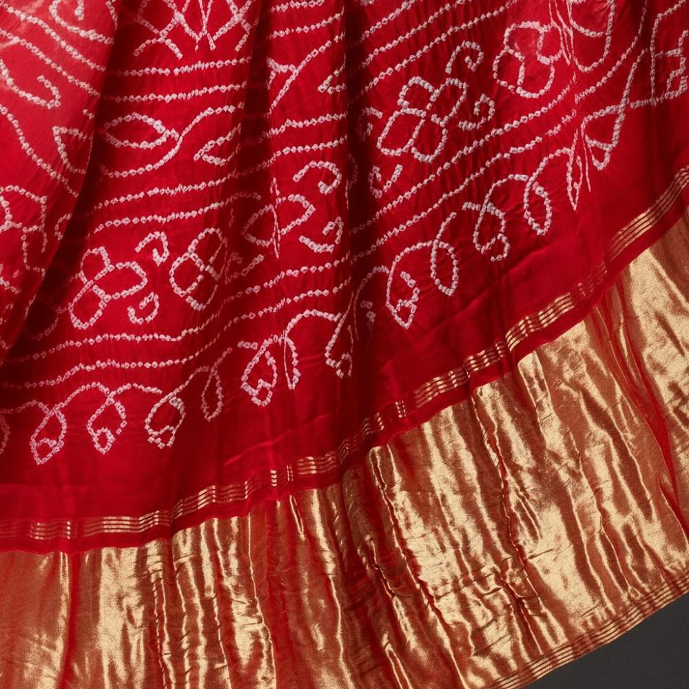 Radiant Tradition Gajji Silk Bandhani Saree in Red & Pink
