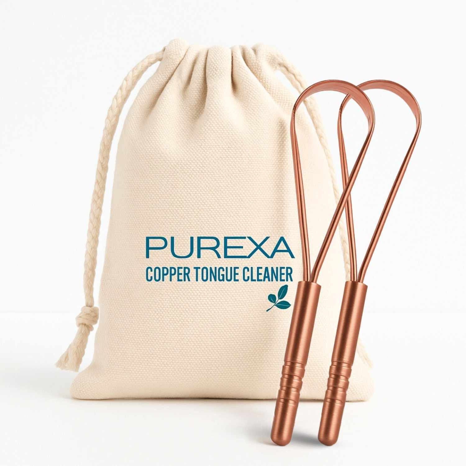 PUREXA Q Shape Copper Tongue Cleaner Pack of 2 | 100% Pure Copper Tongue Scraper with Ergonomic Handle | Fresh Breath & Daily Oral Hygiene Cleaner