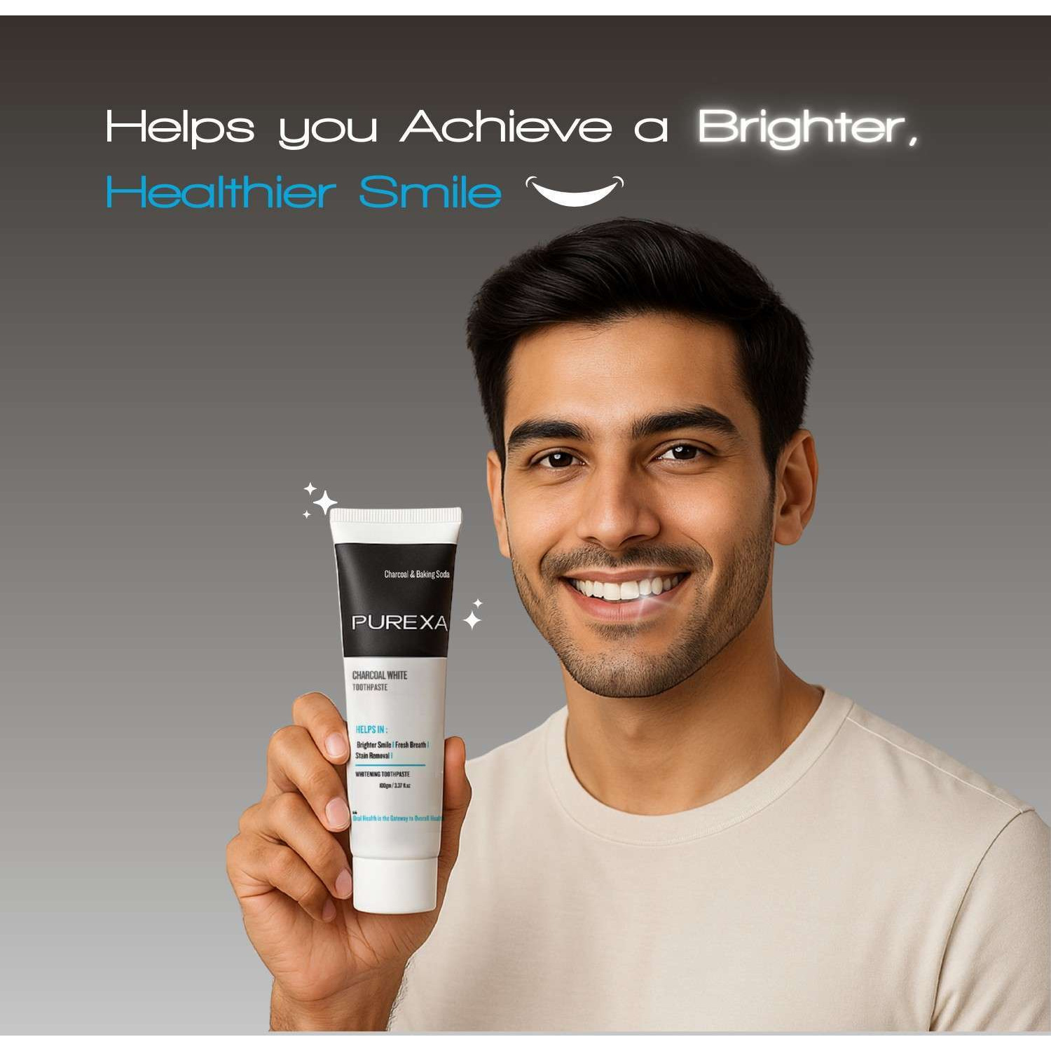PUREXA Charcoal White Toothpaste Pack of 2 | Dual Whitening Combo | Activated Charcoal Teeth Cleaner for Stain Removal, Fresh Breath & Detox | Natural, Fluoride-Free, Enamel-Friendly Formula for Brighter & Healthier Smiles