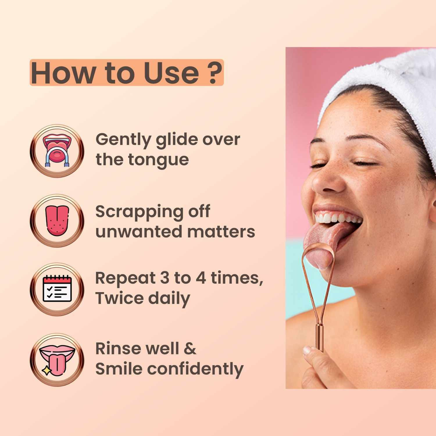 PUREXA Q Shape Copper Tongue Cleaner Pack of 2 | 100% Pure Copper Tongue Scraper with Ergonomic Handle | Fresh Breath & Daily Oral Hygiene Cleaner