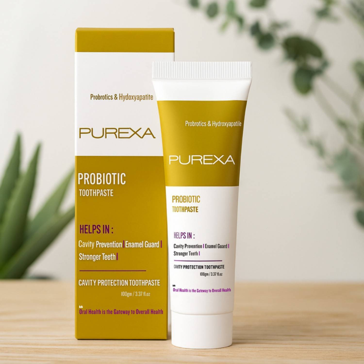 PUREXA Probiotic Toothpaste 100g with Bamboo Toothbrush Pack of 2 | Oral Microbiome Support & Plaque Care | Eco-Friendly BPA Free Soft Bristles Oral Care Combo
