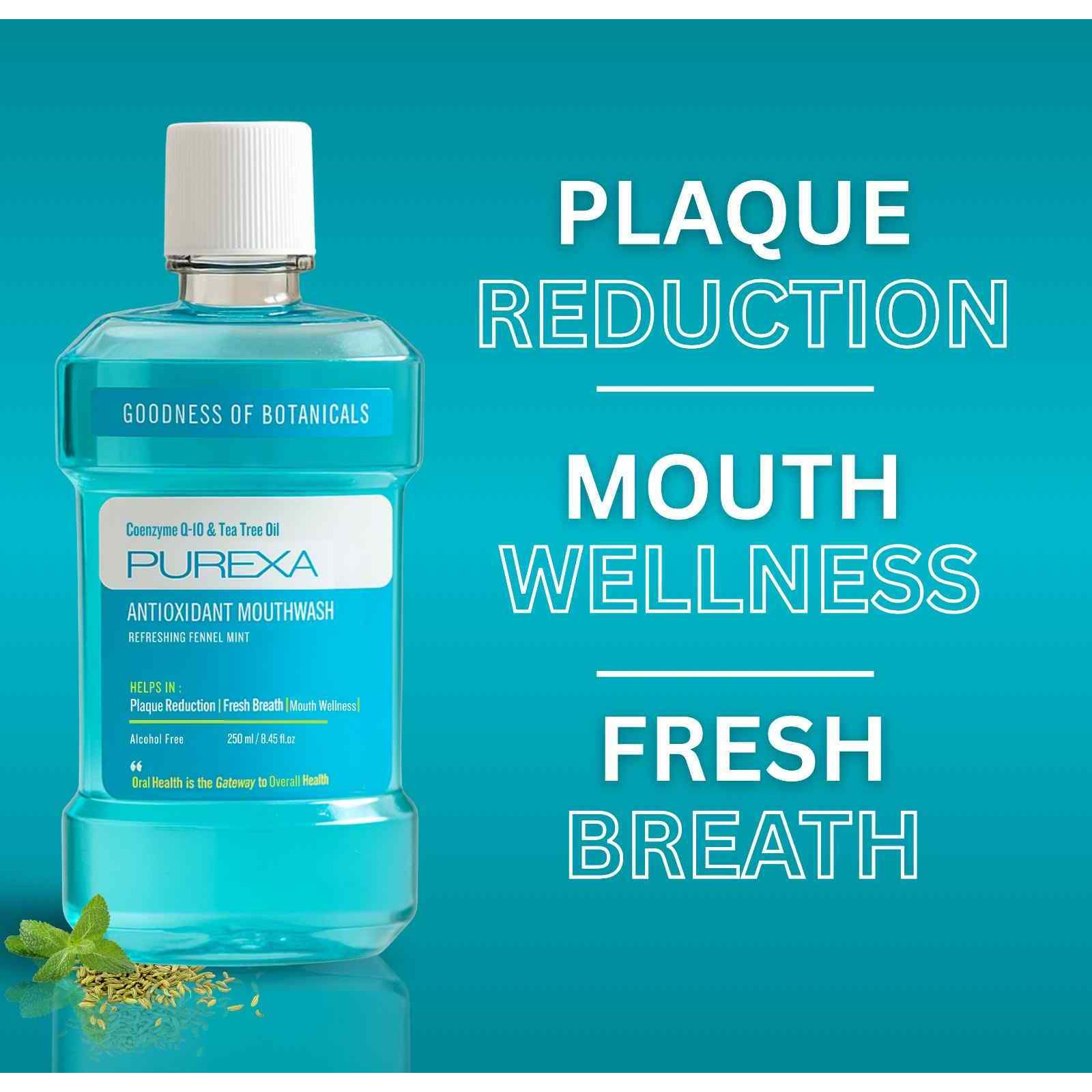 PUREXA Watermelon Mint & Fennel Mint Antioxidant Mouthwash Combo 250ml Each | Alcohol Free Oral Rinse with Tea Tree Oil & Peppermint Oil | Fresh Breath & Plaque Care