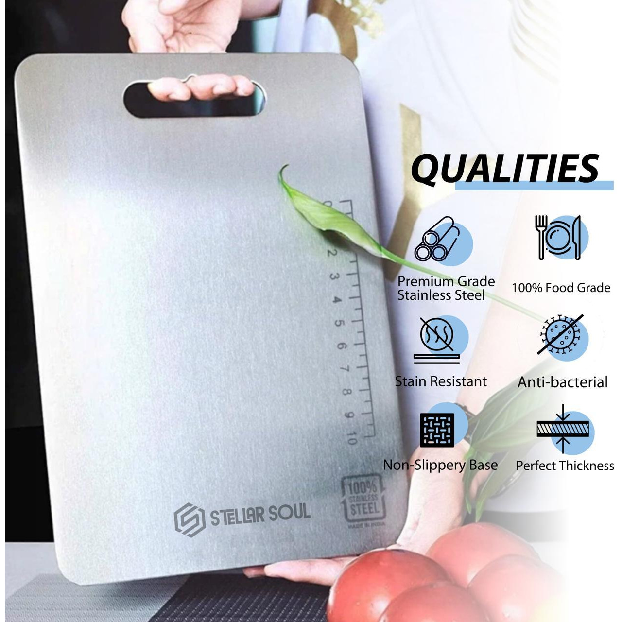 Stellar Soul Premium 304 Stainless Steel Chopping Board 35.5 x 25 cm