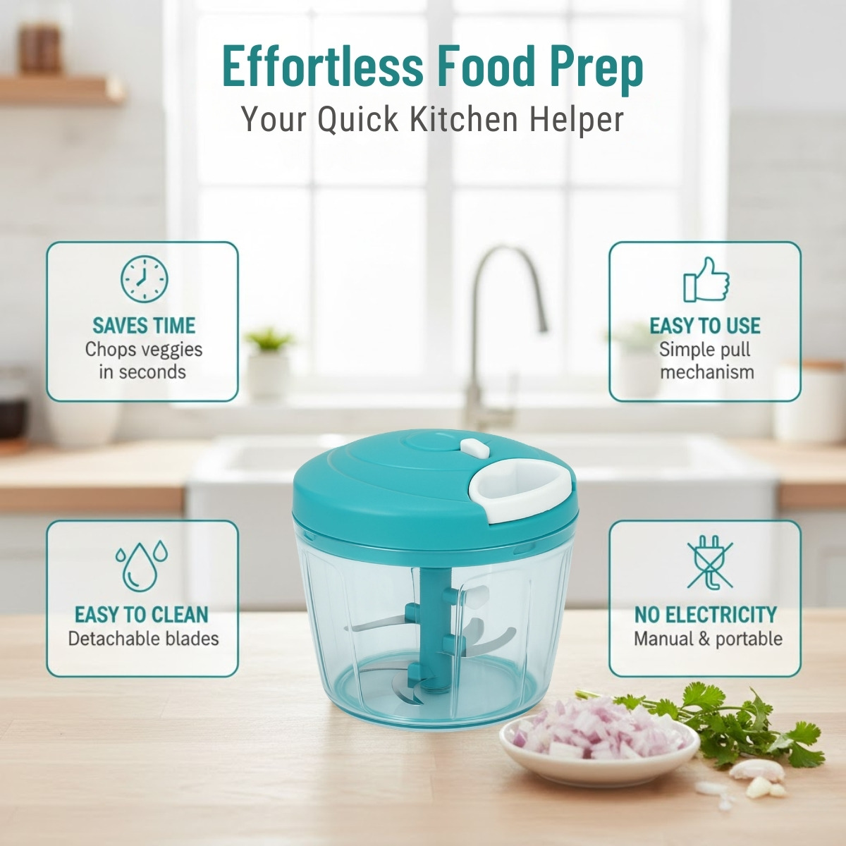 Stellar Soul Manual Vegetable Chopper with 5 Blades (750 ml)