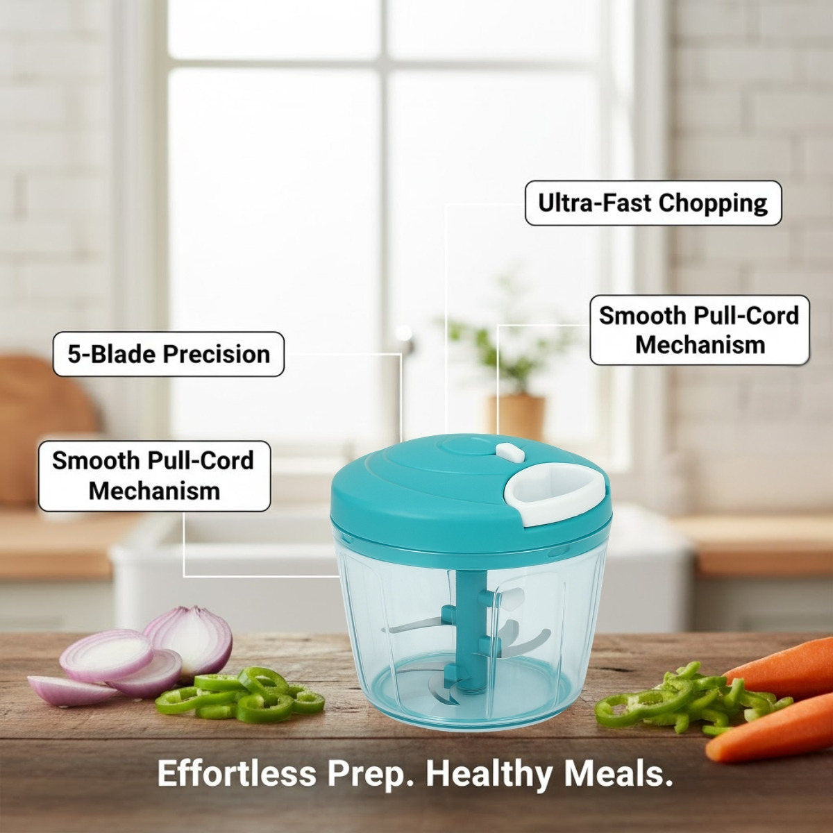 Stellar Soul Manual Vegetable Chopper with 5 Blades (750 ml)