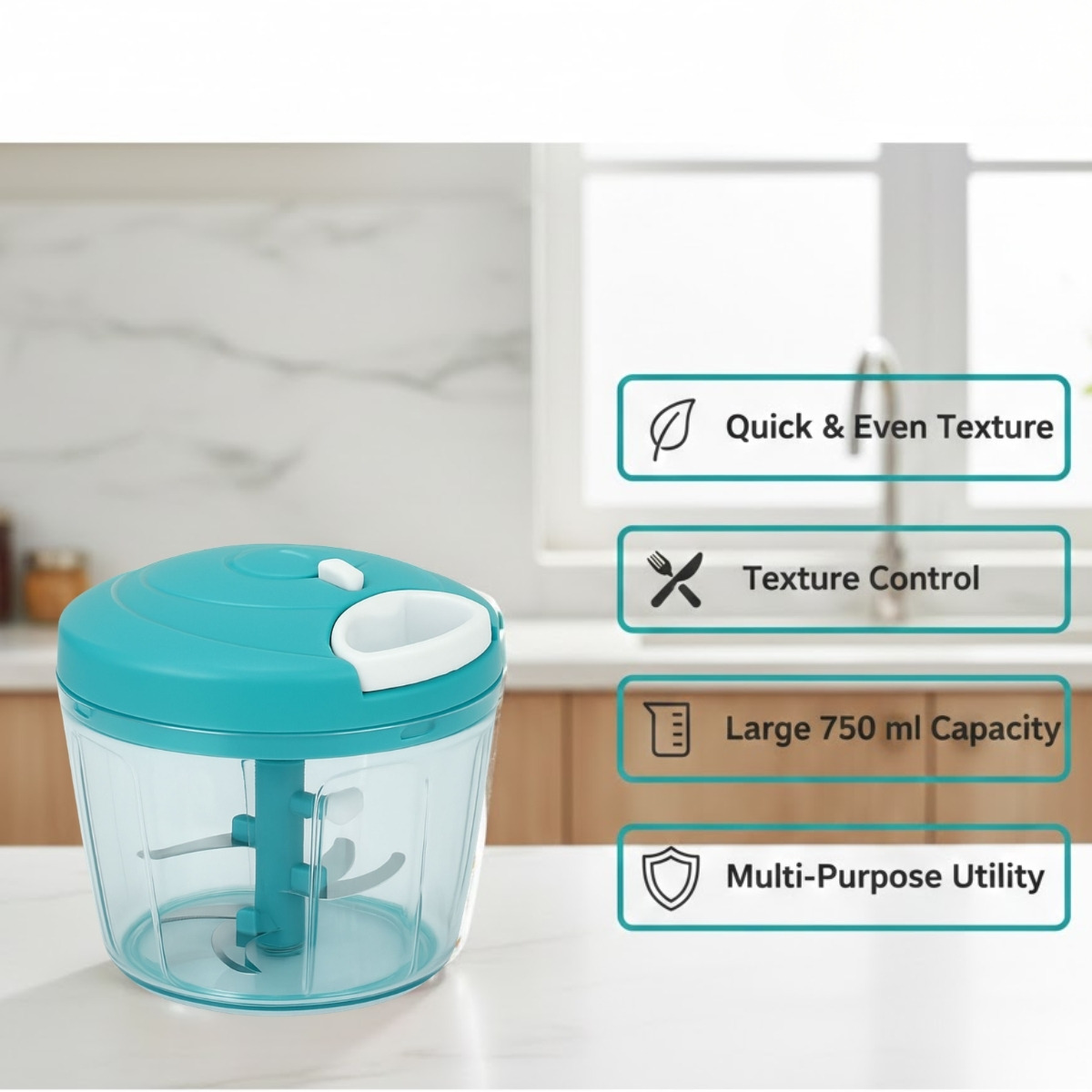 Stellar Soul Manual Vegetable Chopper with 5 Blades (750 ml)