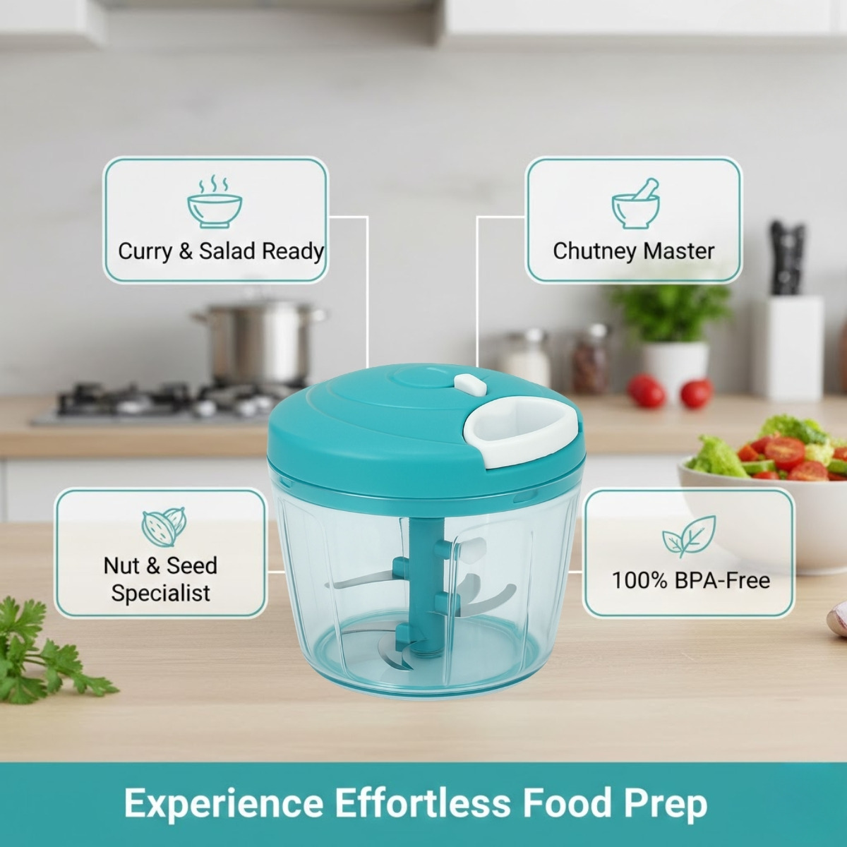 Stellar Soul Manual Vegetable Chopper with 5 Blades (750 ml)