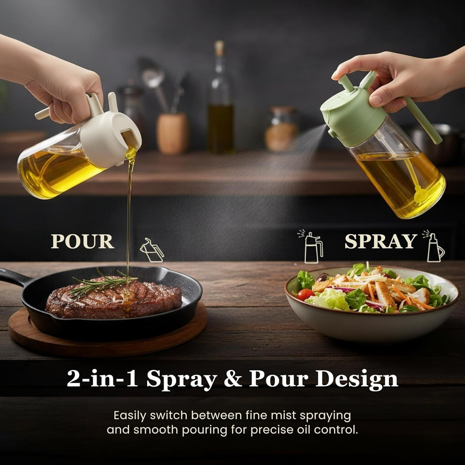 Stellar Soul 2 in 1 Glass Oil Sprayer Bottle & Oil Dispenser 500 ml