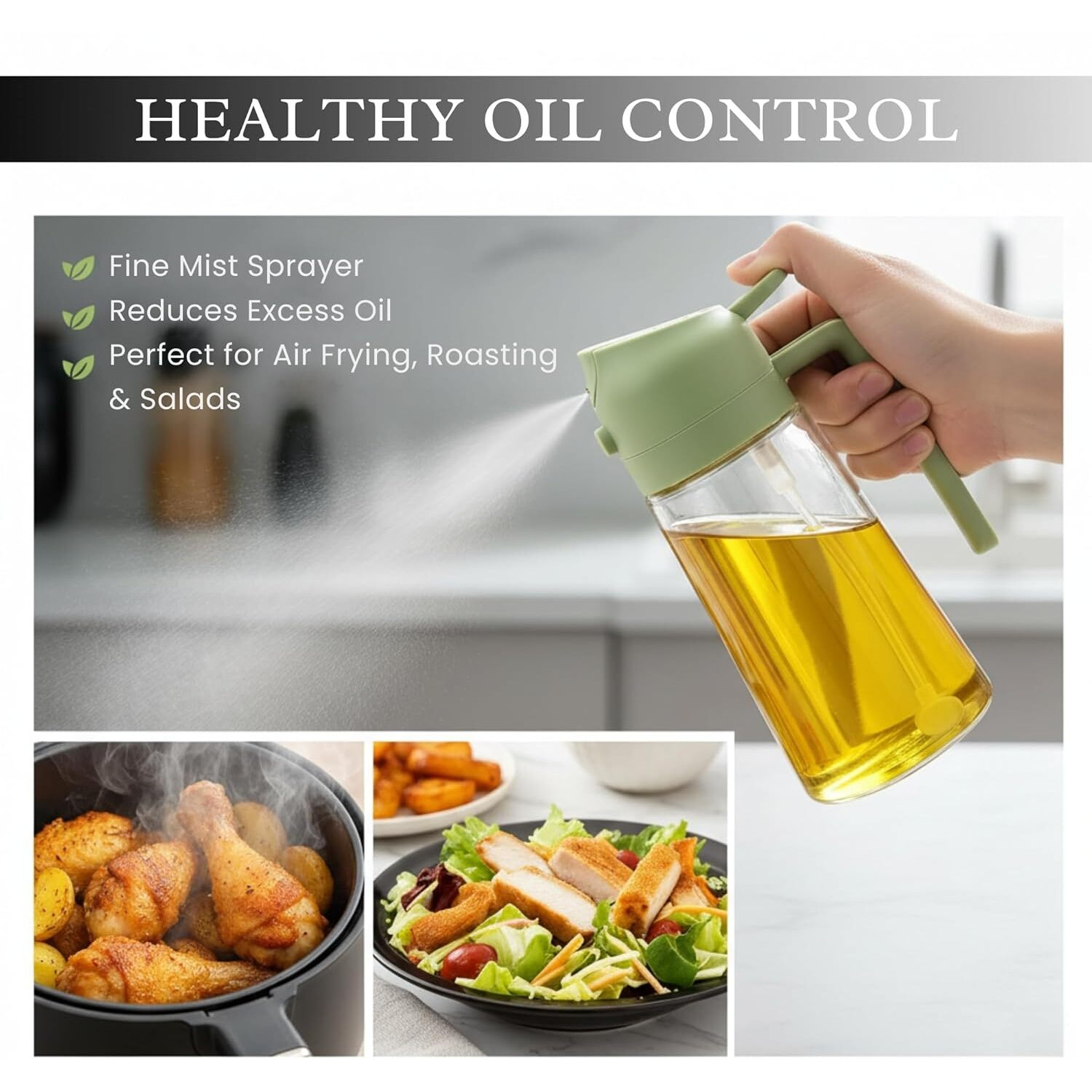 Stellar Soul 2 in 1 Glass Oil Sprayer Bottle & Oil Dispenser 500 ml