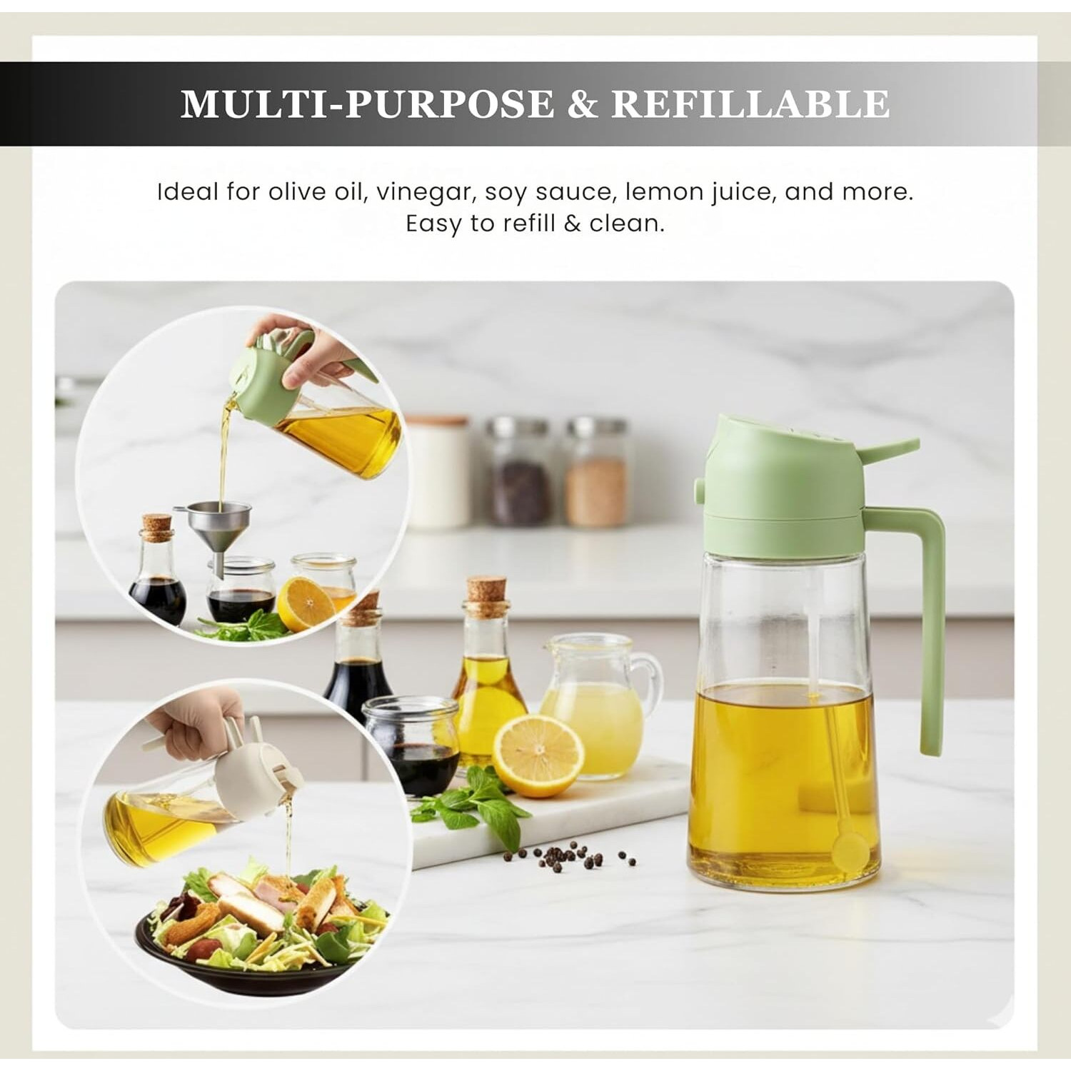 Stellar Soul 2 in 1 Glass Oil Sprayer Bottle & Oil Dispenser 500 ml