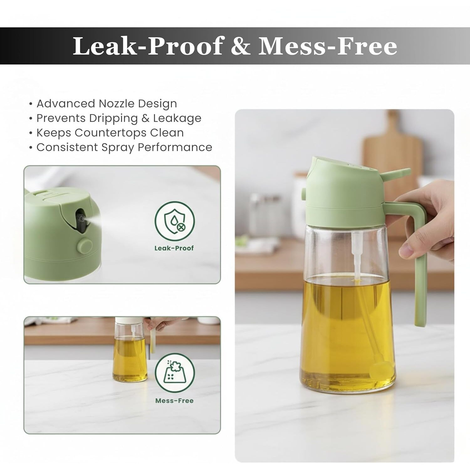 Stellar Soul 2 in 1 Glass Oil Sprayer Bottle & Oil Dispenser 500 ml