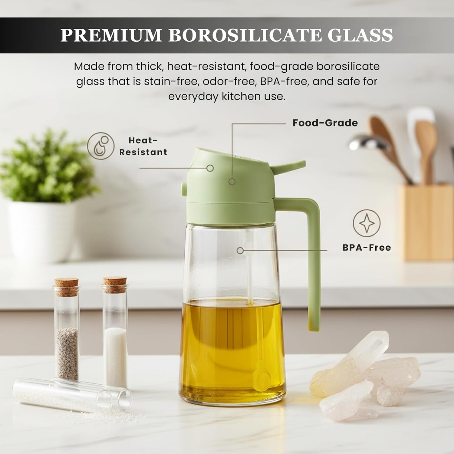 Stellar Soul 2 in 1 Glass Oil Sprayer Bottle & Oil Dispenser 500 ml