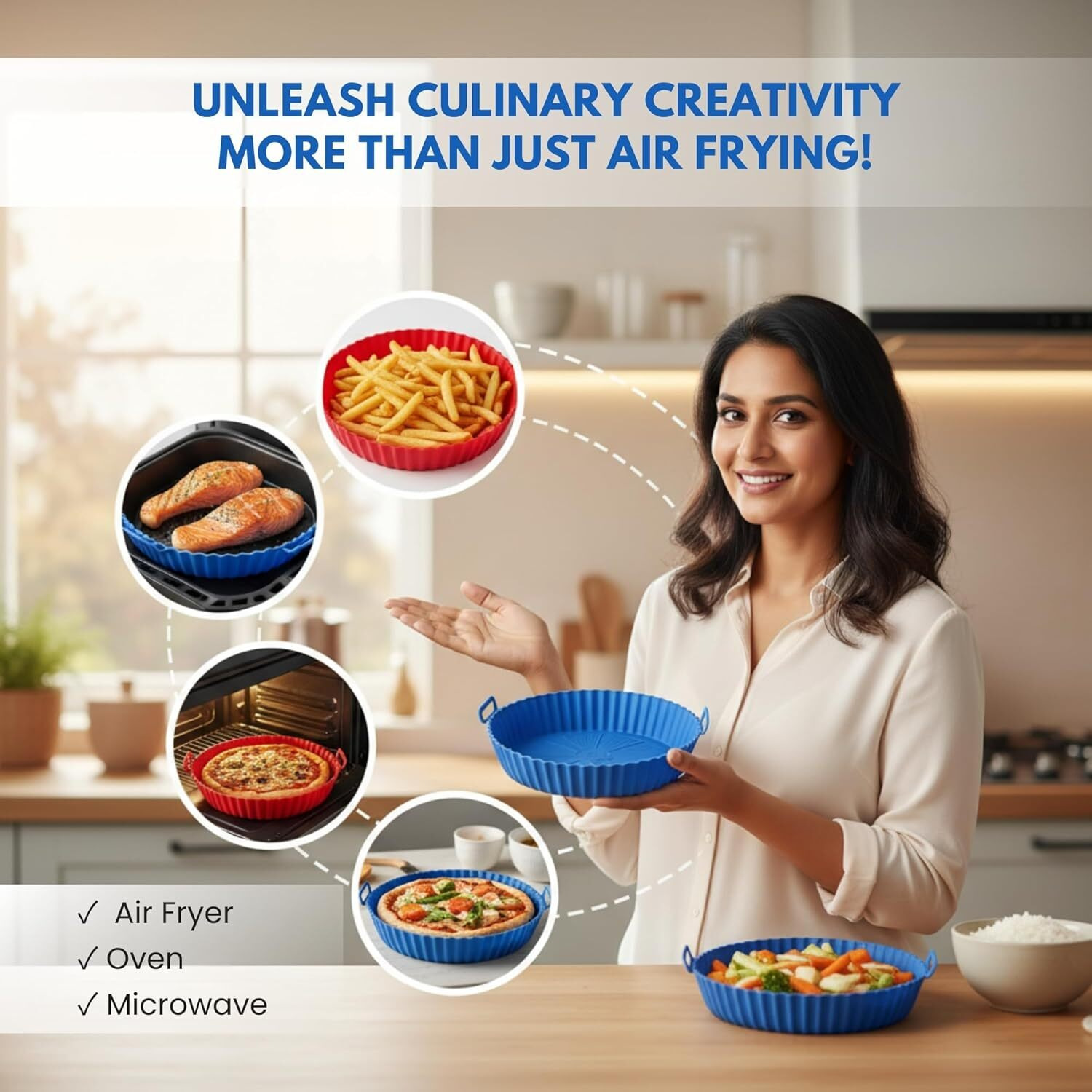 Stellar Soul Air Fryer Silicone Liners 8 Inch (Pack of 2)