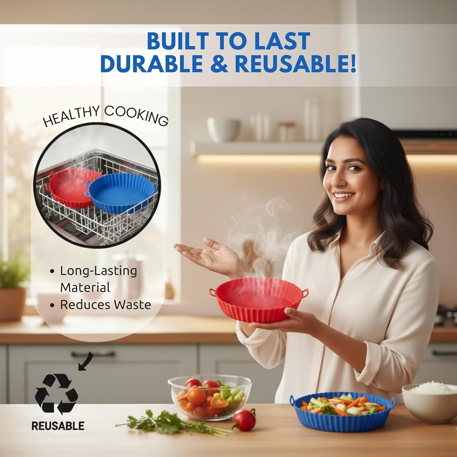 Stellar Soul Air Fryer Silicone Liners 8 Inch (Pack of 2)