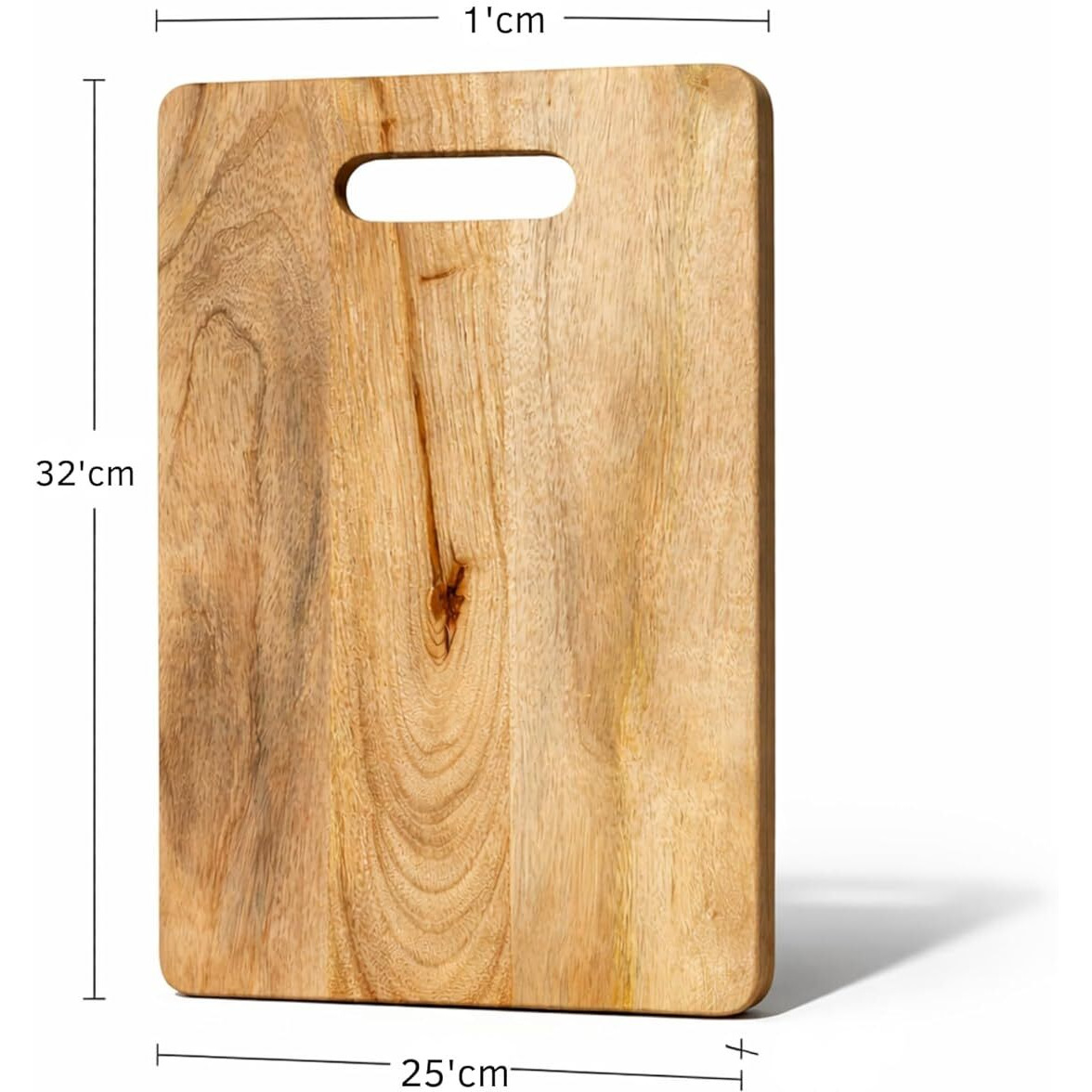 Stellar Soul Wooden Chopping Board with Handle, Natural Solid Wood Cutting Board for Kitchen, Durable Knife-Friendly Cutting Surface for Vegetables, Fruits & Meat, Easy Grip & Hanging Loop
