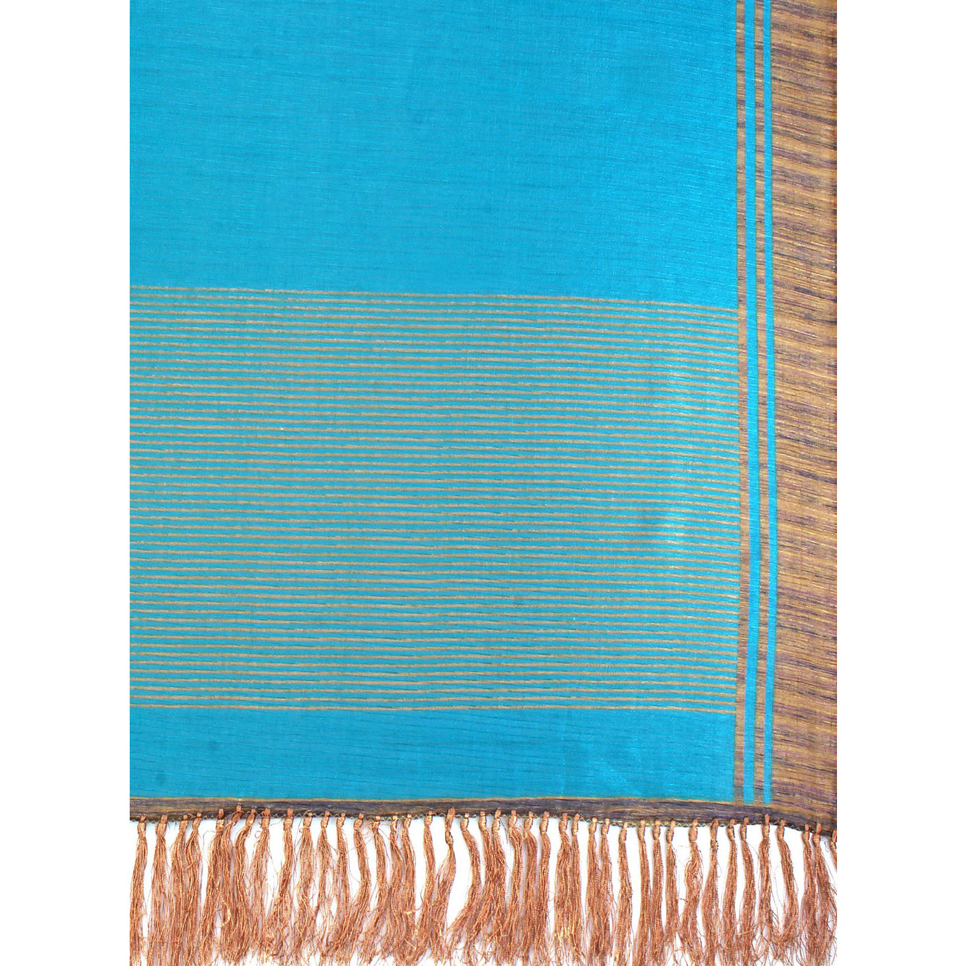Rajnandini Teal Blue Tussar Silk Plain Traditional Saree