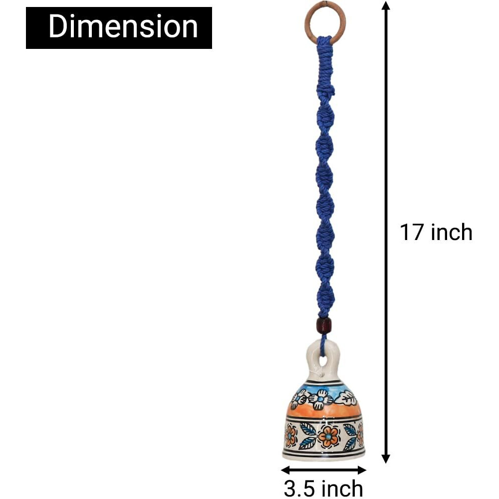 Gathari Macrame Ceramic Bells Bohemian Home Wall Dcor Handmade Home Wall Decor,Decorate Your Room, Home Decor Item for Room (Black, Single)