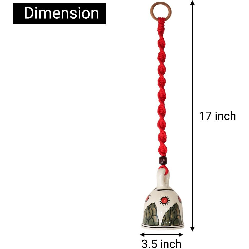 Gathari Macrame Ceramic Bells Bohemian Home Wall Dcor Handmade Home Wall Decor,Decorate Your Room, Home Decor Item for Room (Red, Single)