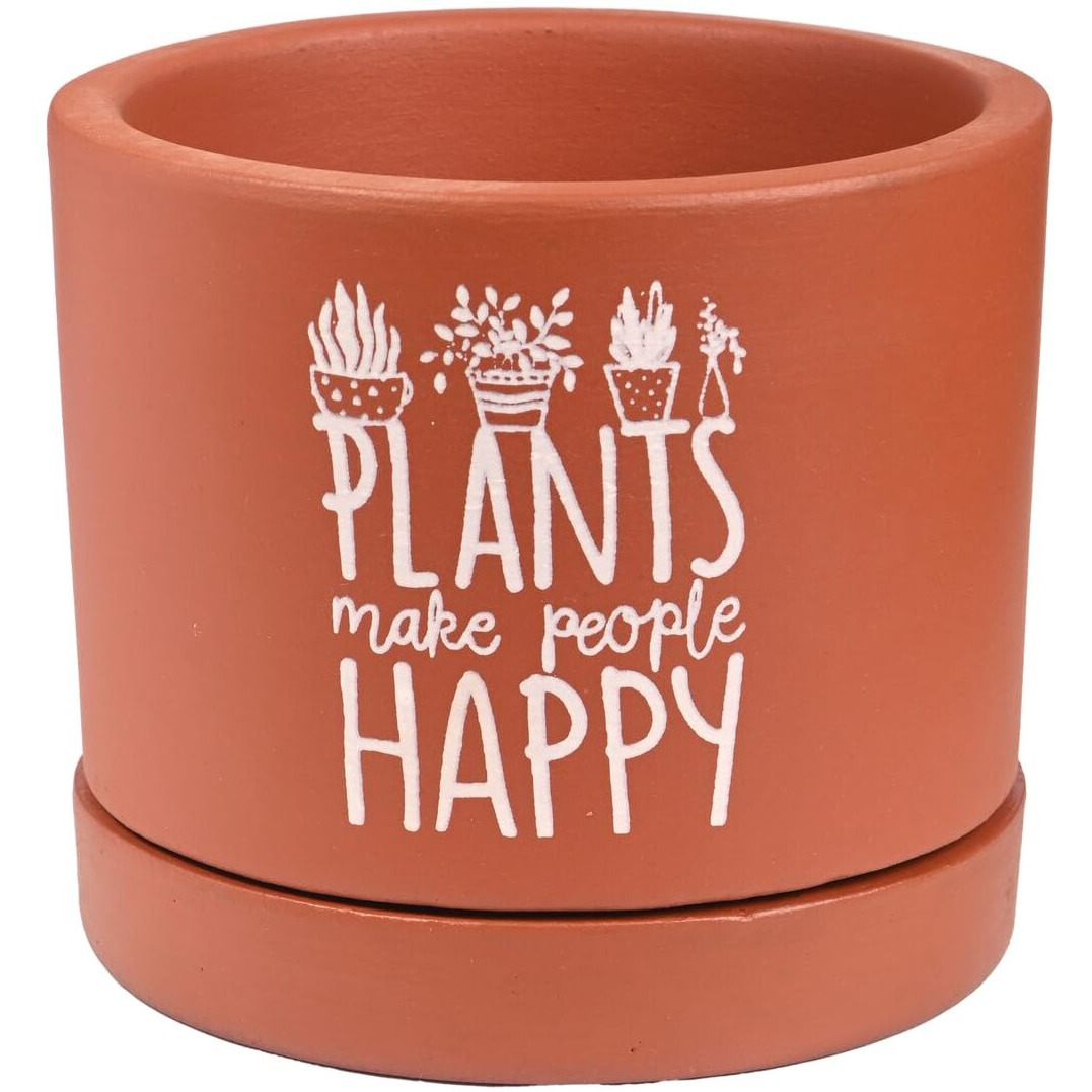 Gathari Terracotta Table Planters for Living Room Indoor Pot for Plant - Planters Pot for Home Decoration Plant Pot for Indoor Plants Pots for Plants (Plant Not Included) (Happy with Tray)