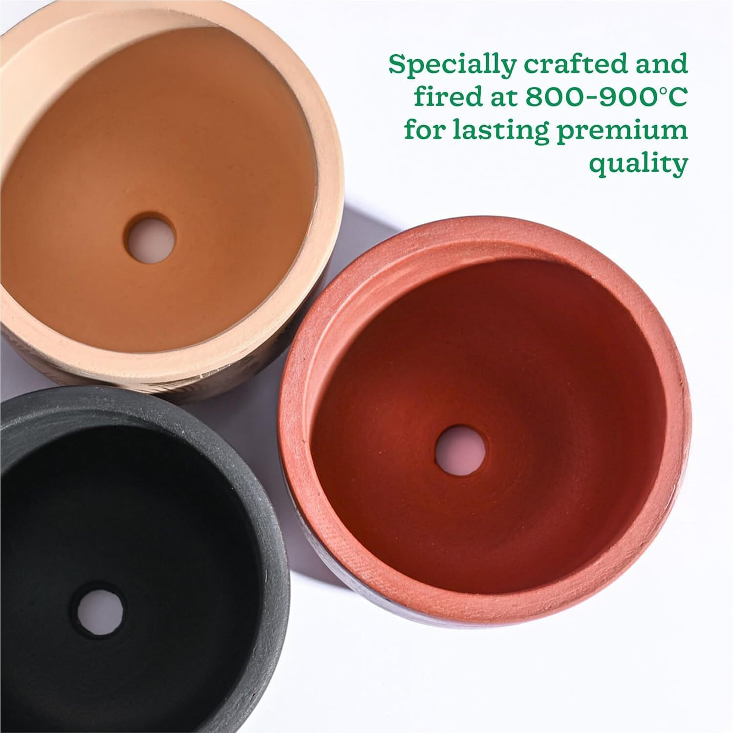 Gathari Terracotta Table Planters for Living Room Indoor Pot for Plant - Planters Pot for Home Decoration Plant Pot for Indoor Plants Pots for Plants (Plant Not Included) (Happy with Tray)