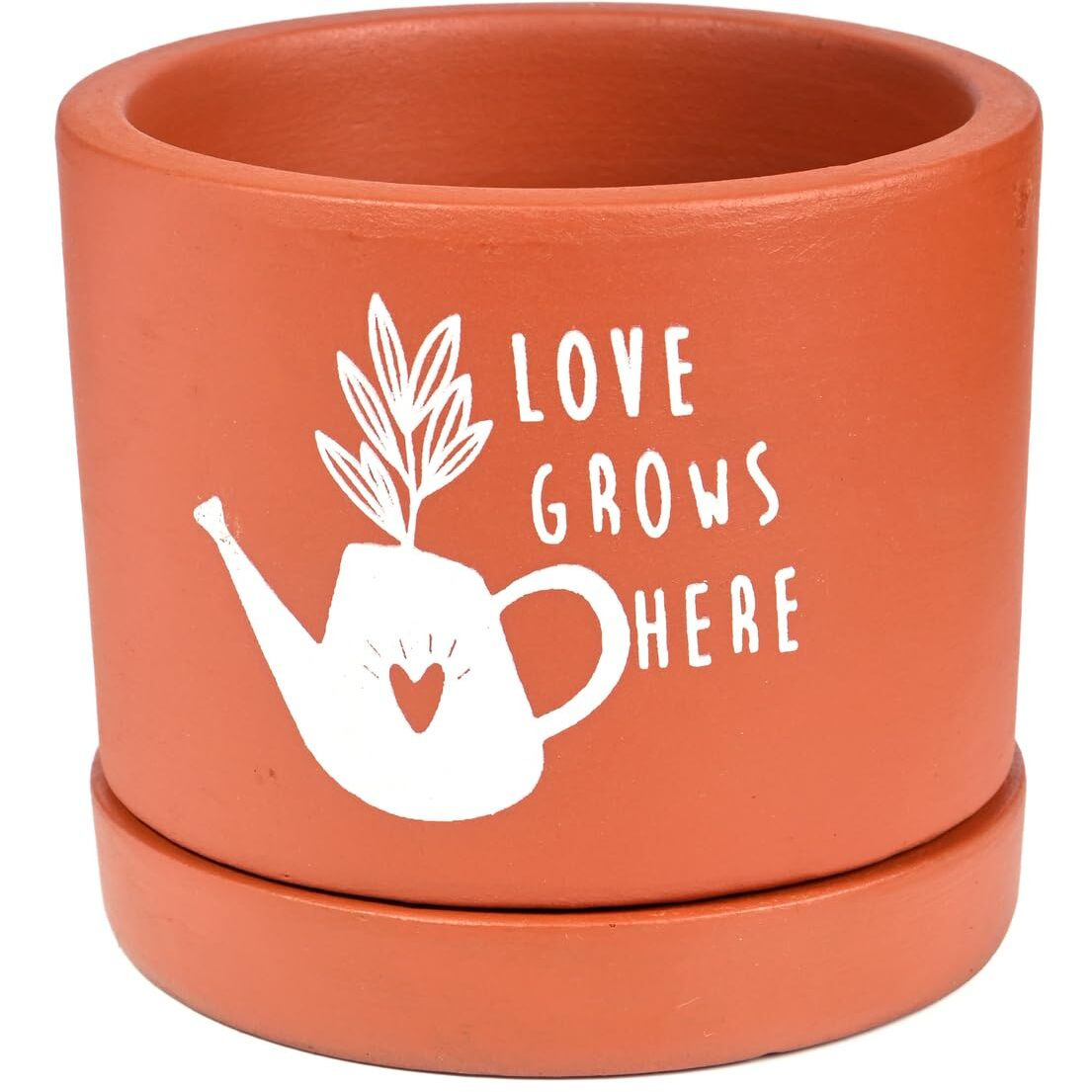 Gathari Terracotta Table Planters for Living Room Indoor Pot for Plant - Planters Pot for Home Decoration Plant Pot for Indoor Plants Pots for Plants (Plant Not Included) (Love Grows with Tray)