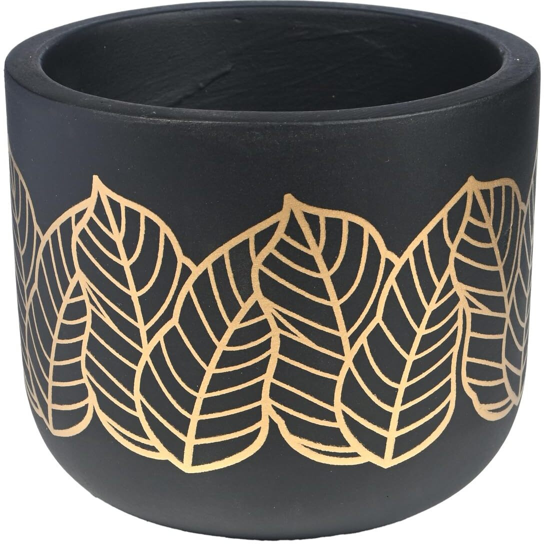 Gathari Terracotta Table Planters for Living Room Indoor Pot for Plant - Planters Pot for Home Decoration Plant Pot for Indoor Plants Pots for Plants (Plant Not Included) (Golden Leaf)