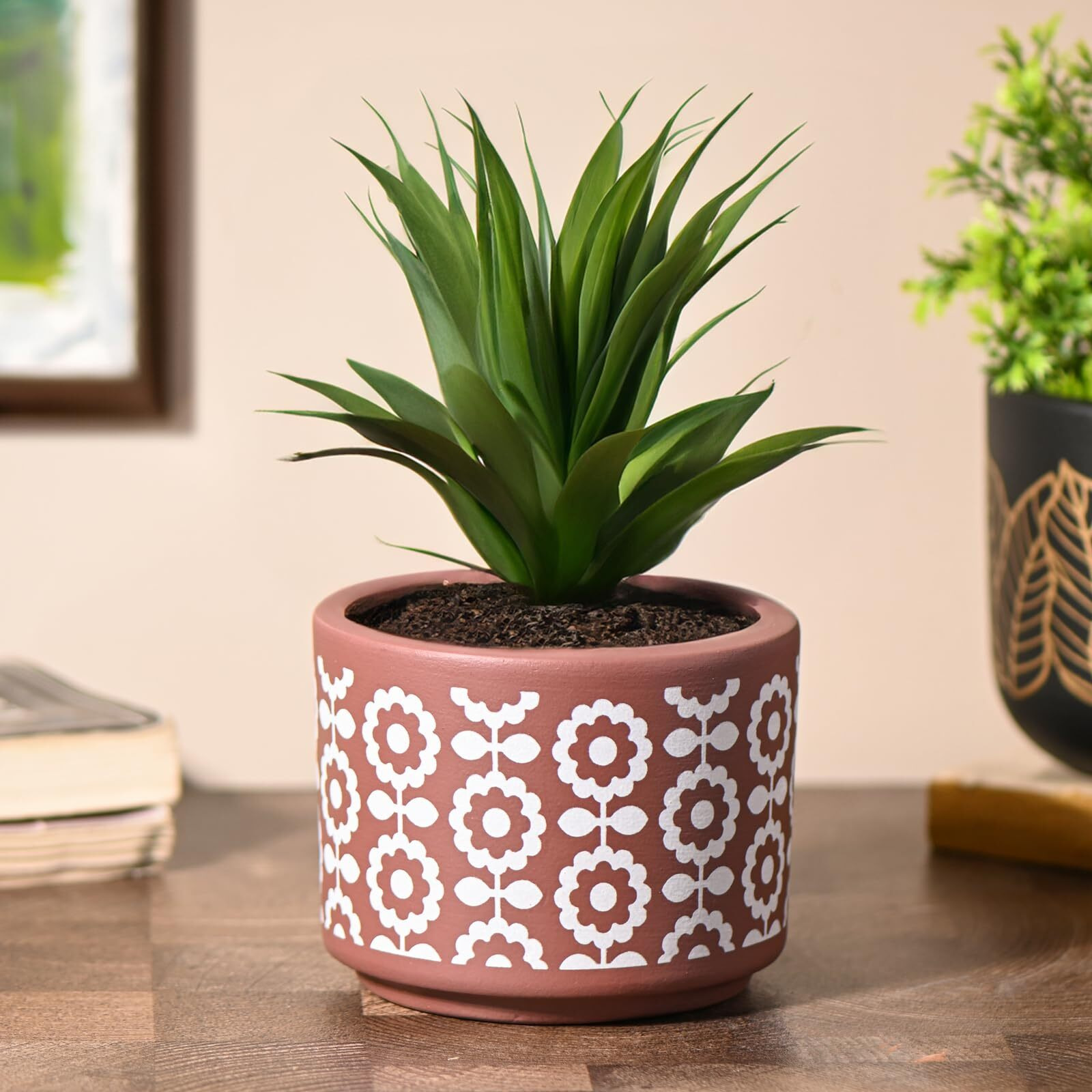 Gathari Terracotta Table Planters for Living Room Indoor Pot for Plant - Planters Pot for Home Decoration Plant Pot for Indoor Plants Pots for Plants (Plant Not Included) (Floral)
