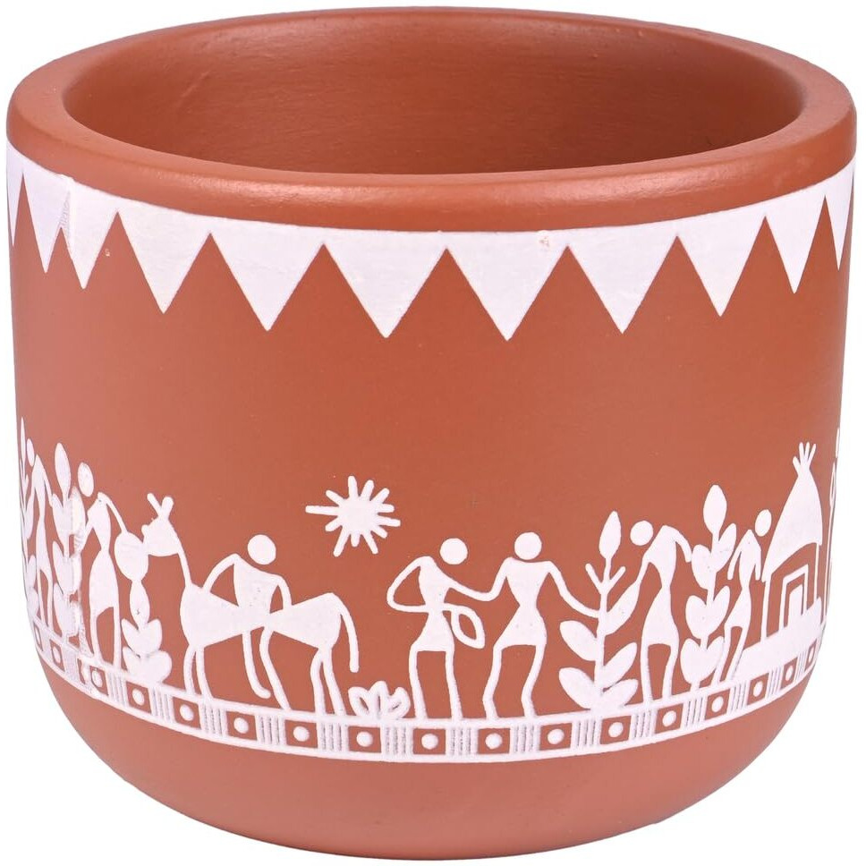 Gathari Terracotta Table Planters for Living Room Indoor Pot for Plant - Planters Pot for Home Decoration Plant Pot for Indoor Plants Pots for Plants (Plant Not Included) (Mandala)