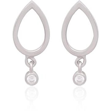 Modern Bar Pearl Hoop Earrings (Silver)