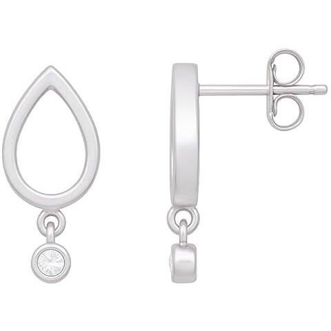 Modern Bar Pearl Hoop Earrings (Silver)